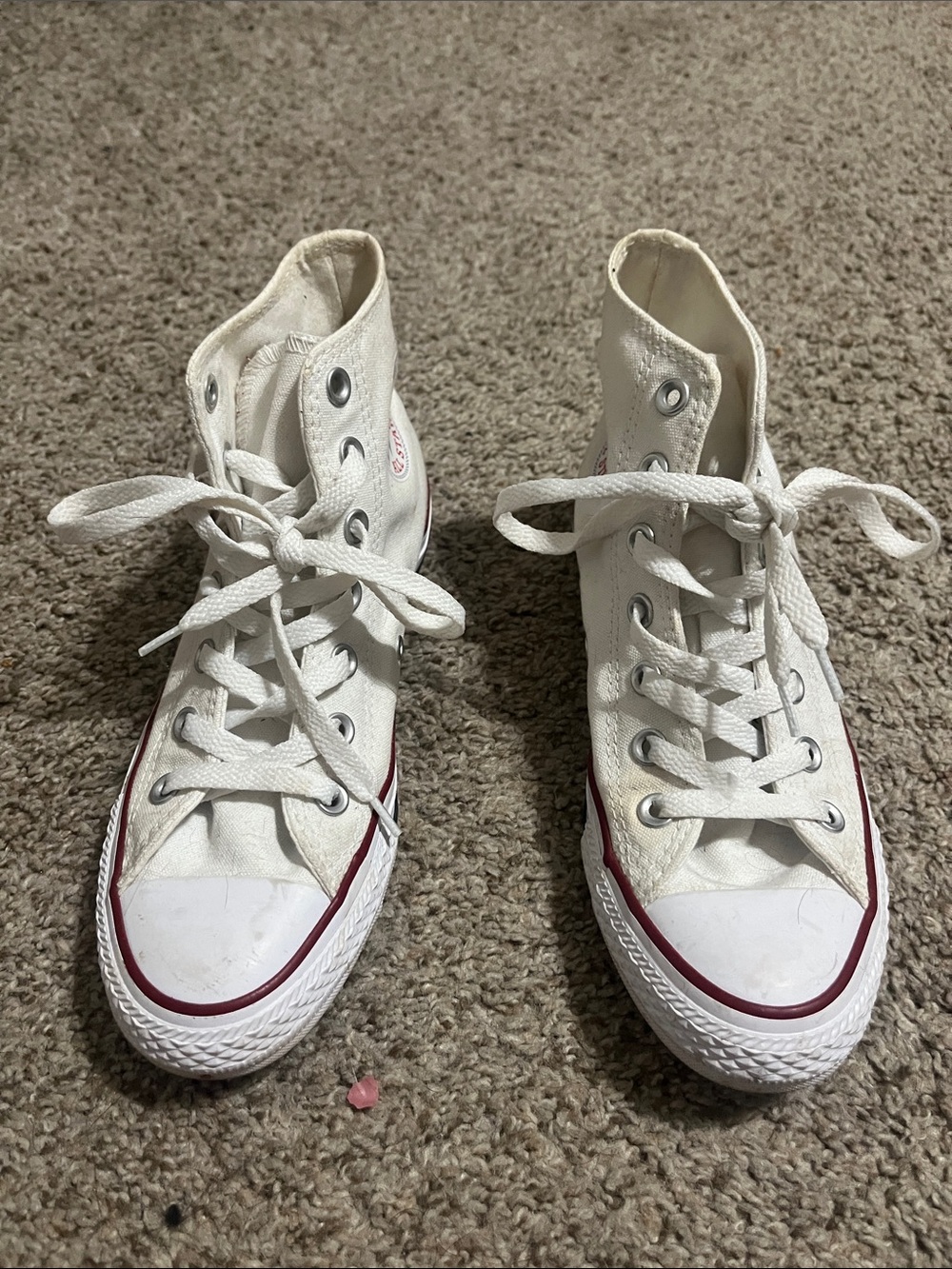 Converse White Canvas High-Top Sneakers with Red Accent